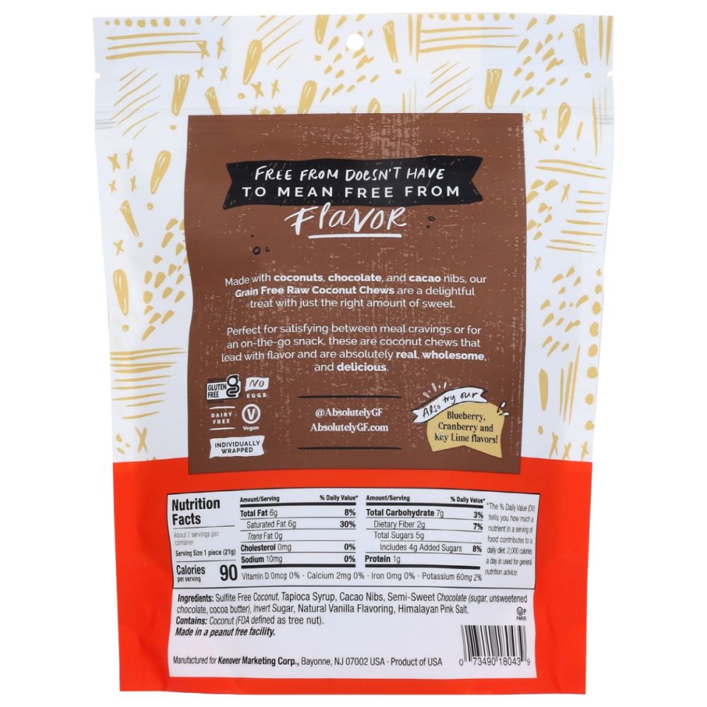 ABSOLUTELY GLUTEN FREE: Chocolate Coconut Chews, 5 oz