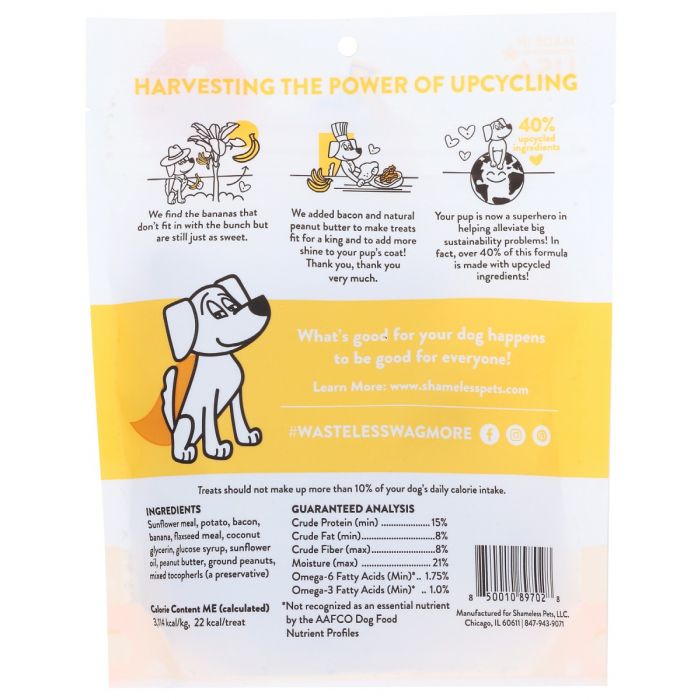 SHAMELESS PETS: Treat Dog Bacon, 6 oz